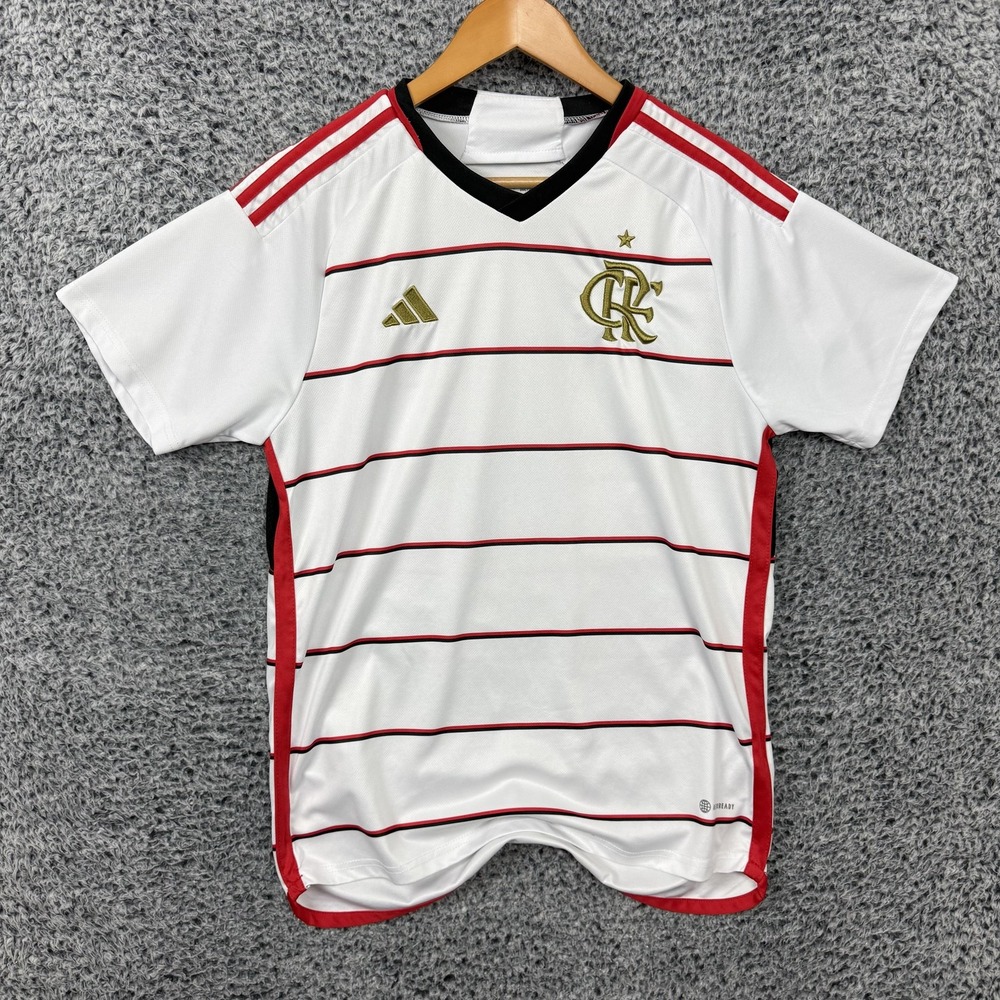 CR Flamengo Soccer Jersey Mens Large White 2023/2024 Away Football Shirt Adidas